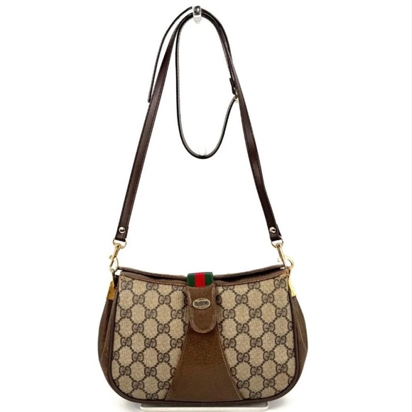 Gucci Handbags - Gucci Beige and Brown Monogram Shoulder Bag